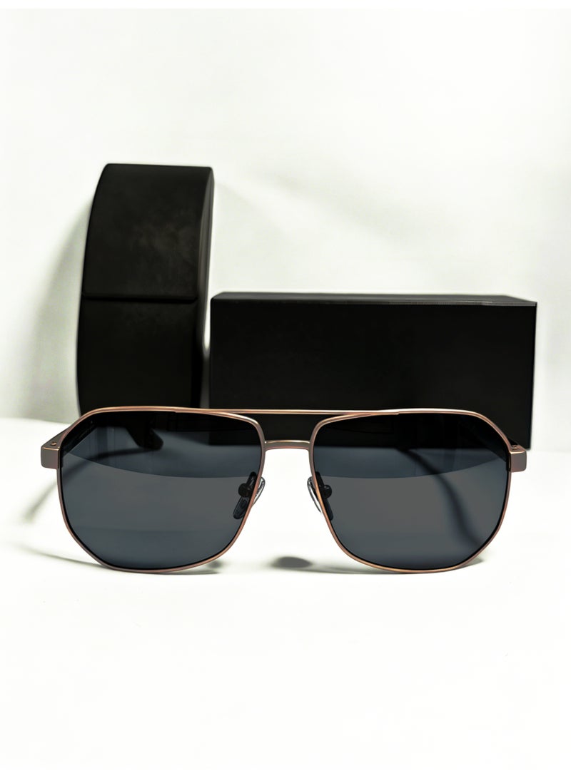 Aviator Sunglasses for Men & Women, Matte Gunmetal Metal Frame with Black Lenses - Image 5