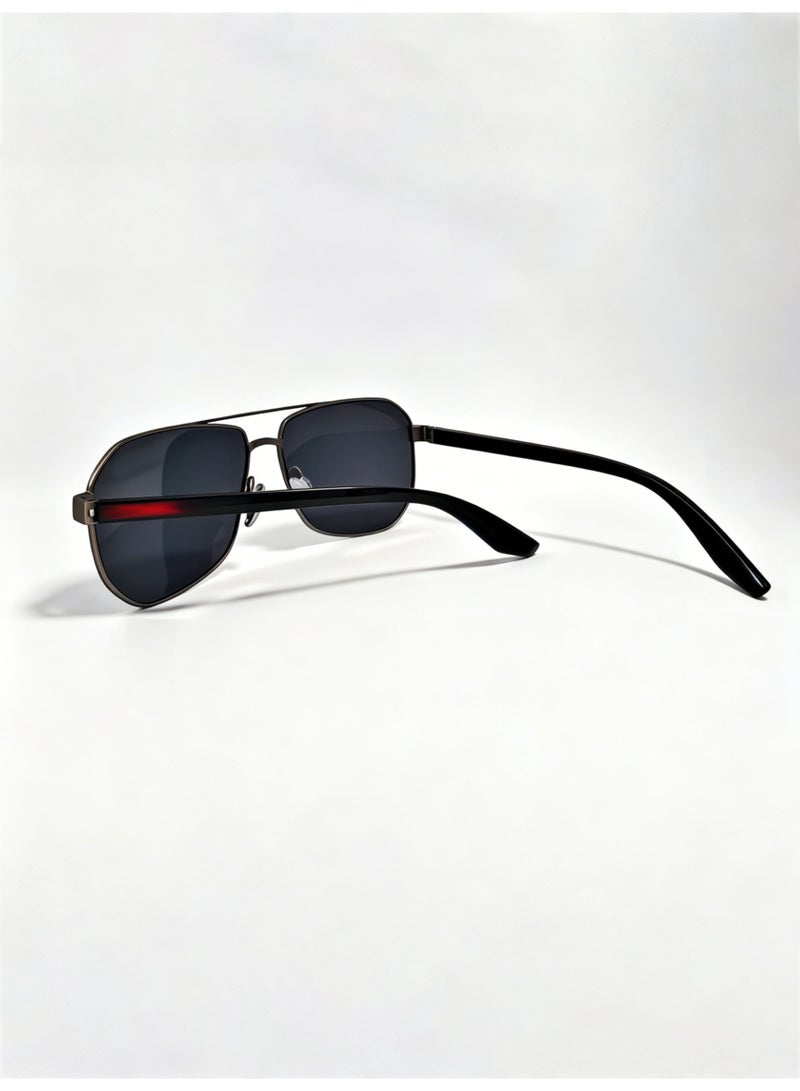 Aviator Sunglasses for Men & Women, Matte Gunmetal Metal Frame with Black Lenses - Image 4