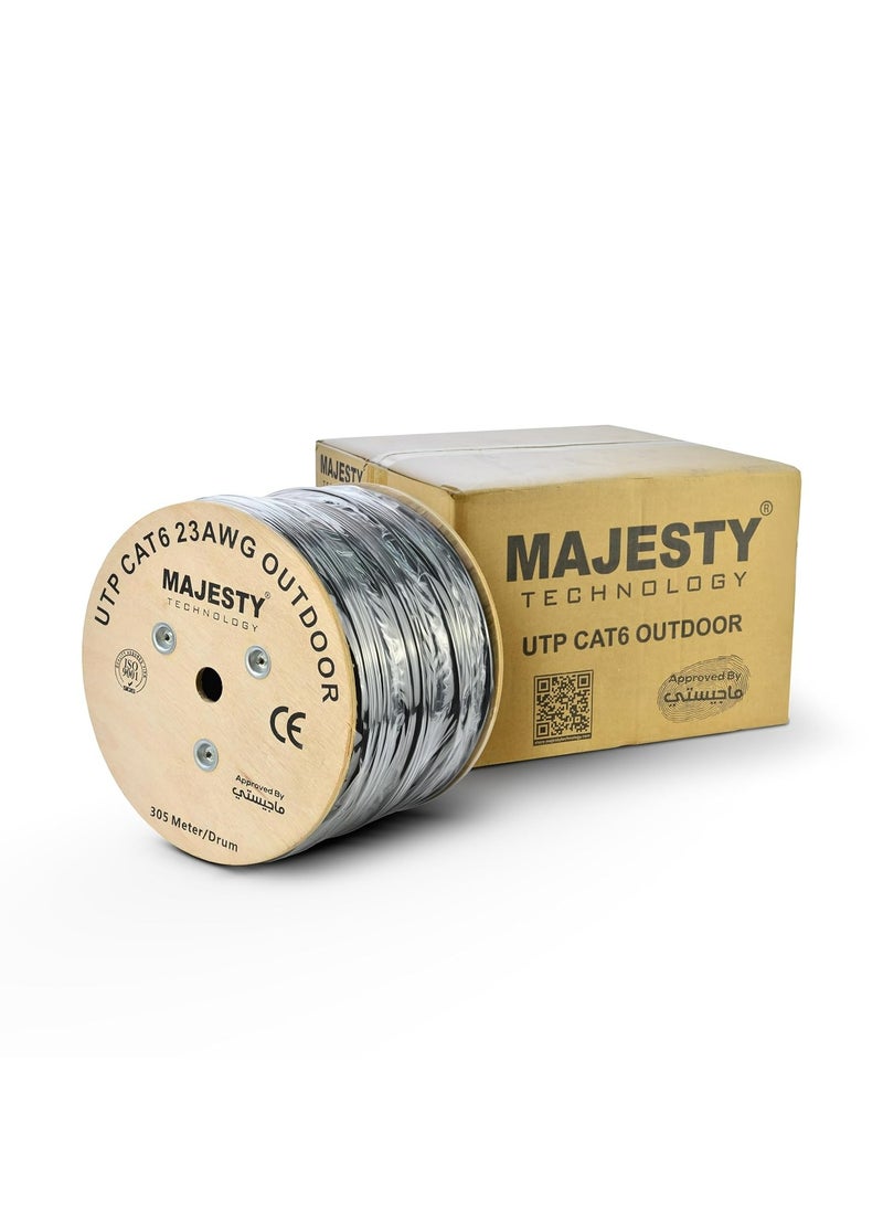 Majesty Majesty CAT6 Ethernet Cable Gigabit Network 1000Mbps High Speed RJ45 Compatible with Laptop, PC, PS5, PS4, TV, Modem, Router, Switch, 305M (Outdoor) Black  - Image 1