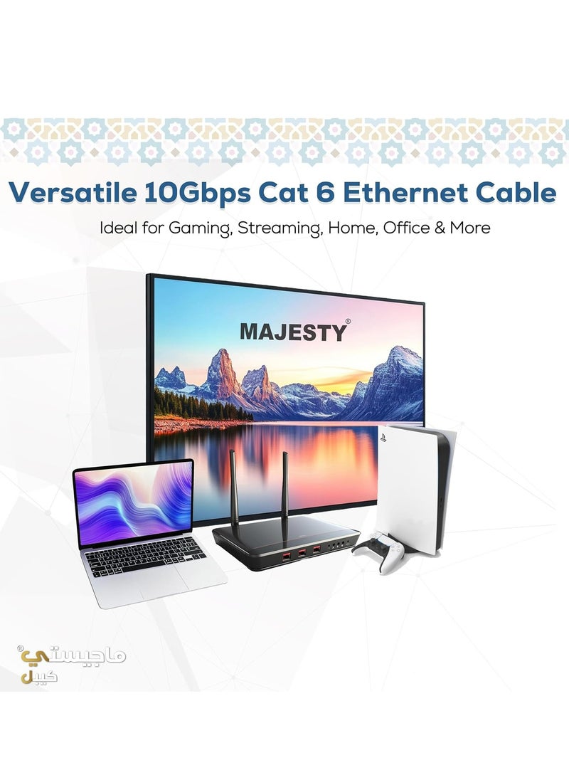 Majesty Majesty CAT6 Ethernet Cable Gigabit Network 1000Mbps High Speed RJ45 Compatible with Laptop, PC, PS5, PS4, TV, Modem, Router, Switch, 305M (Outdoor) Black  - Image 2
