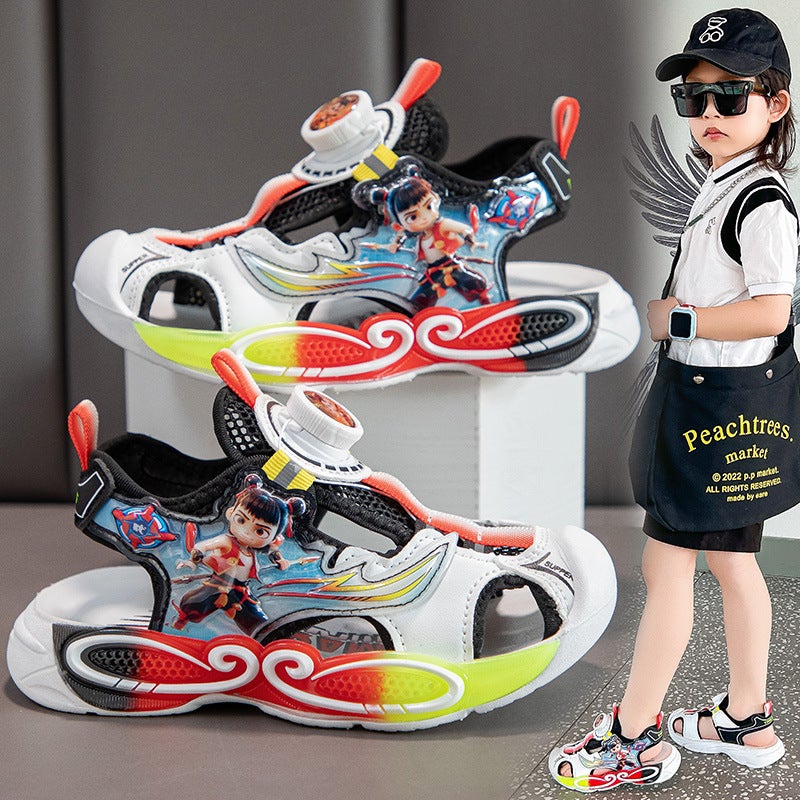 Student Boys' Toe-Toe Sandals Beach Shoes Sports Summer Soft-Soled Small And Medium-Sized Boys' Children'S Foot Protection - Image 1