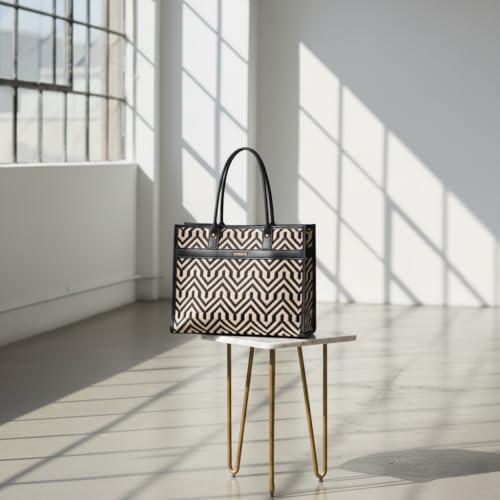 ENSAC Tote Bag with Ethnic Prints – Canvas Handbag with Zip Pouch, Stylish Laptop Tote for Office, College & Everyday Use - Image 2