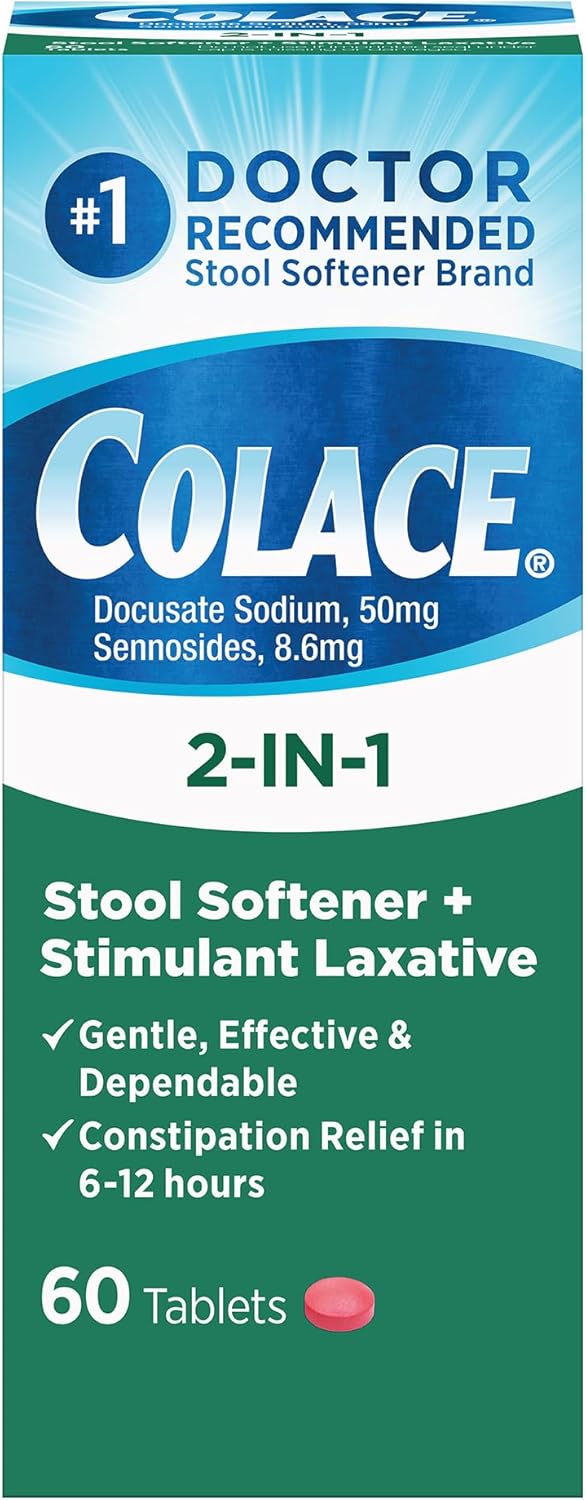 Colace 60 Count Stool Softener Plus Stimulant Laxative and Dulcolax 50 Count Overnight Relief Laxative for Constipation - Image 2