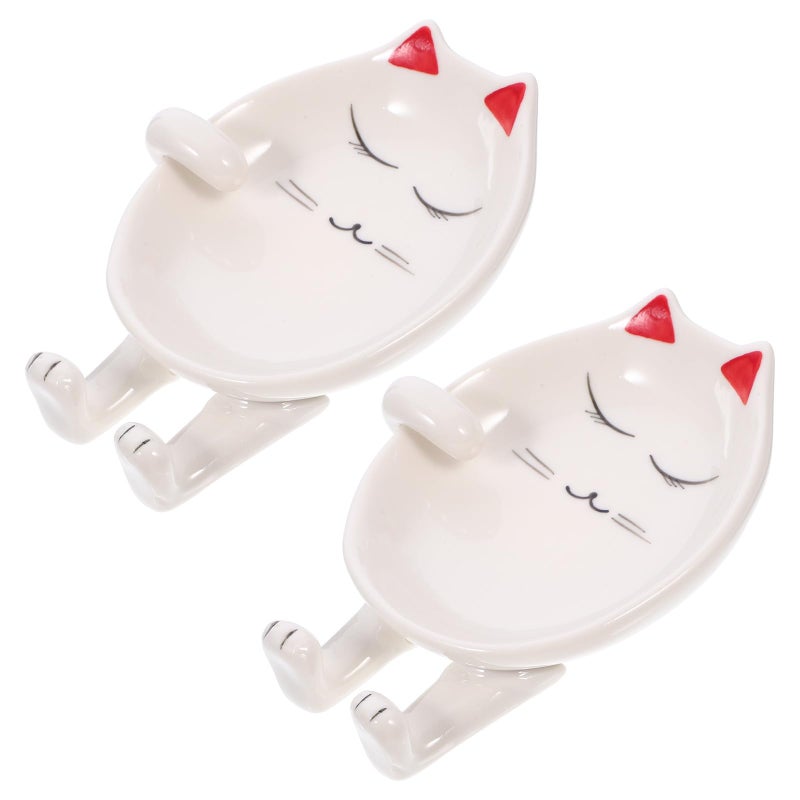 Ceramic Cat Spoon Rest And Chopsticks Holder Set Of 2 With Lid Rack - Image 2