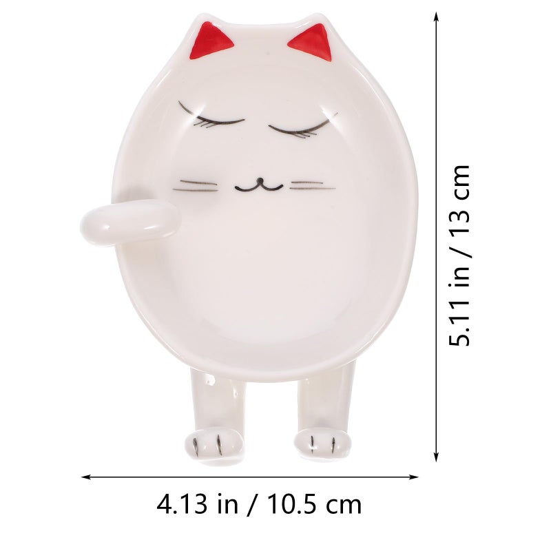 Ceramic Cat Spoon Rest And Chopsticks Holder Set Of 2 With Lid Rack - Image 3