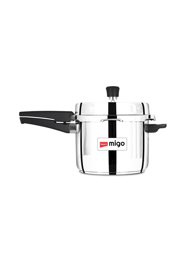 Impex 5 Litre Stainless Steel Pressure Cooker | Outer Lid Induction Base Pressure Cooker | Induction and Gas Stove Competable | ISI Certified | 5 Year Warranty - Image 1