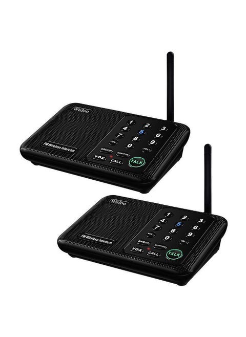 Wuloo Intercoms Wireless for Home 1 Mile (5280 Feet) Range 10 - Channel, Wireless Home Intercom System for House Business Office, Room to Room Intercom, Home Communication System (2 Packs, Black)