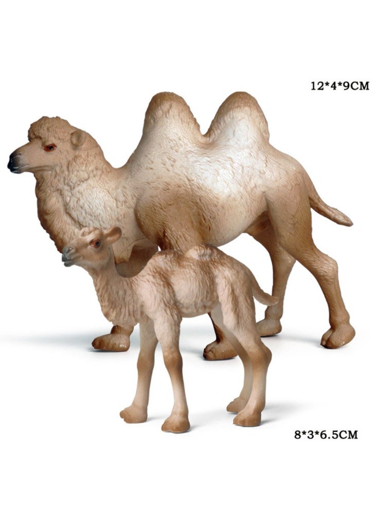 هالامودو 2 قطعة بكتريان الجمال والطفل أرقام الحيوانات ، مجموعة لعبة الجمال الواقعية ، الزينات الحيوانية البرية ، لعب معرفية حديقة حيوانات الغابة ، هدايا عيد ميلاد الأطفال - Image 3