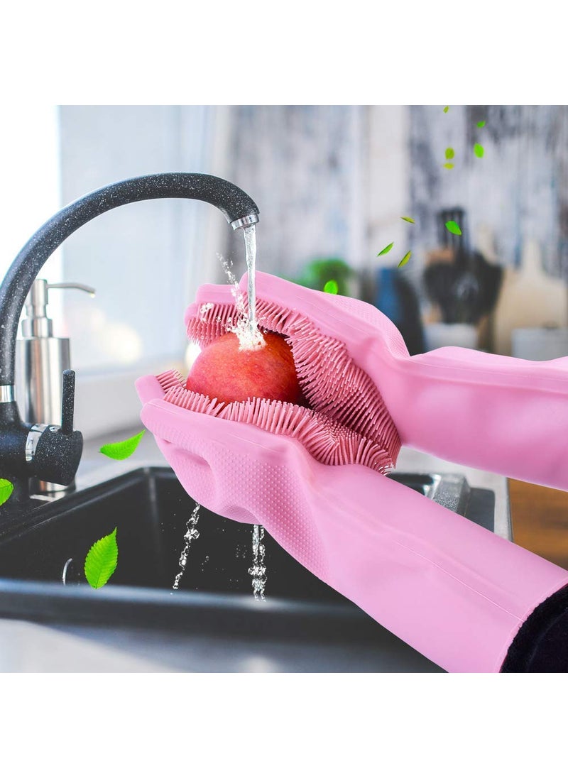 BeatStock BeatStock, Silicone Scrubbing Gloves for Washing home, Bathroom,Kitchen utensil cleaning, car with multipurpose uses (colour may be vary as per on stock avalibilty) in Pack of 1 (Pink)  - Image 4
