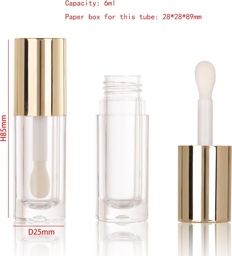 COSIDEA 14pcs Empty 6ml big doe foot wand Chunky lip gloss tubes for DIY lipgloss,Pink round lipgloss containers tubes with thick wand, Gold, D25*H86mm / D0.94*H3.46 inch, Simple" Or "Basic - Image 2