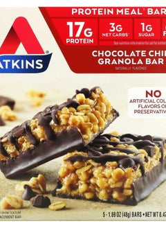 Atkins Chocolate Chip Granola Bar 5 Bars 1.69 oz (48 g) Each 