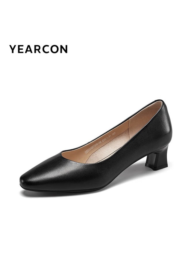 YEARCON Yierkang Women's Chunky Heel Fashion Shoes Shallow Mouth High Heels Commuting Work Shoes Elegant Women's Single Shoes 04704w Black 39 - Image 4