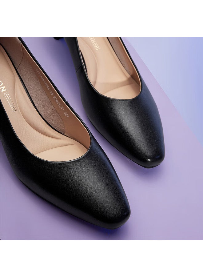 YEARCON Yierkang Women's Chunky Heel Fashion Shoes Shallow Mouth High Heels Commuting Work Shoes Elegant Women's Single Shoes 04704w Black 39 - Image 3