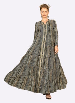 SARA Sara Stripe Collage Print Jalabiya  - Image 1