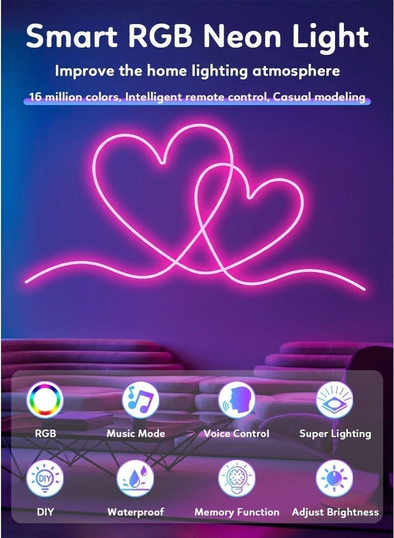 جميسون شريط نيون LED ذكي RGB بطول 5 متر بتقنية WiFi، شريط إضاءة نيون LED مع تحكم عبر التطبيق، متوافق مع Alexa وGoogle Assistant، مزامنة مع الموسيقى، إضاءة مقاومة للماء للاستخدام الداخلي والخارجي لغرفة النوم وغرفة المعيشة وغرفة الألعاب - Image 2