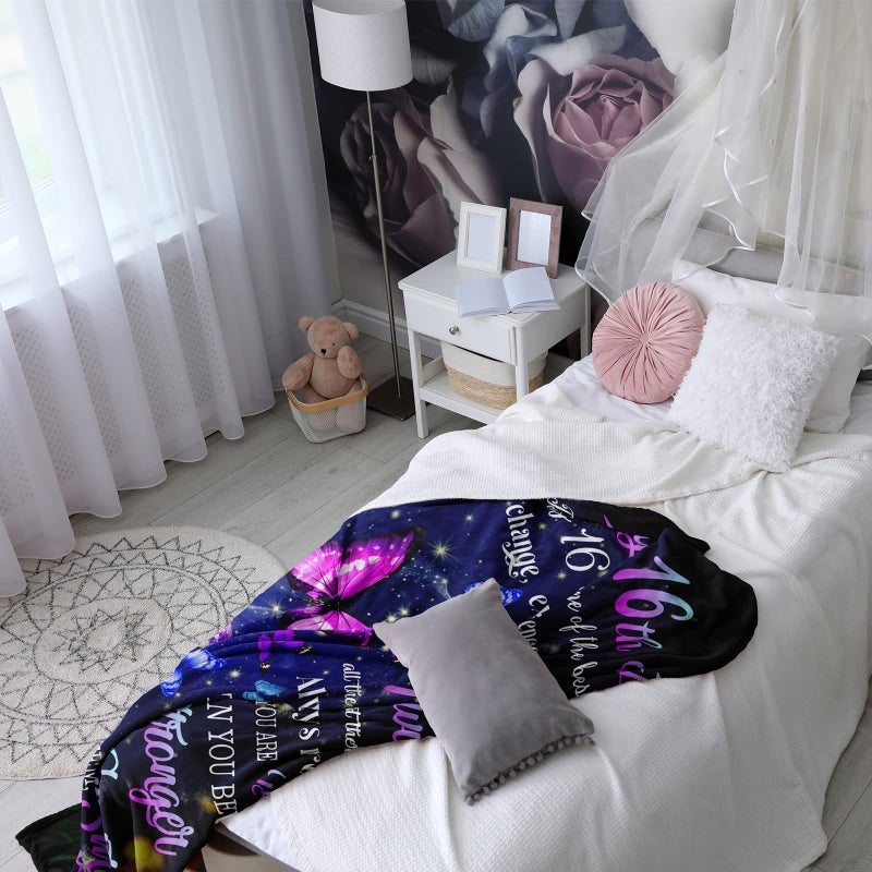 Ryubein Sweet 16 Gifts for Girls  16th Birthday Gifts for Girls  Gifts for 16 Year Old Girl  16 Year Old Girl Birthday Gift Ideas  Sweet Sixteen Gifts for Girls  16th Birthday Decorations Blanket 50""X60"" - Image 5