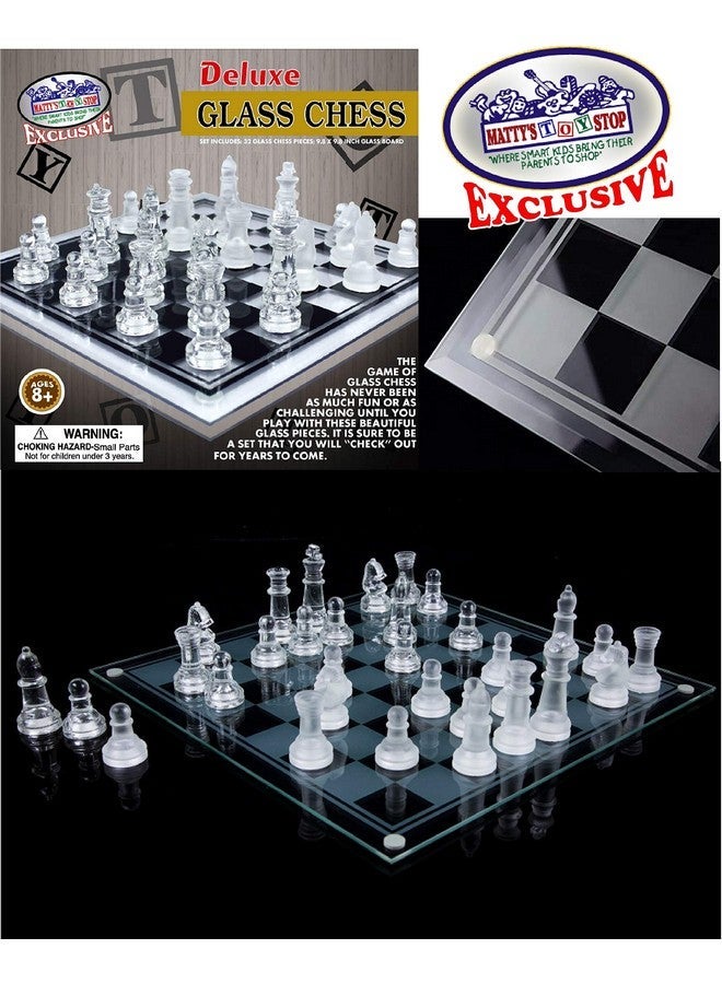 ماتي محطة الألعاب ماتي توي ستوب ديلوكس طقم شطرنج زجاجي شفاف وبلوري (10 بوصات) صغير - Image 2
