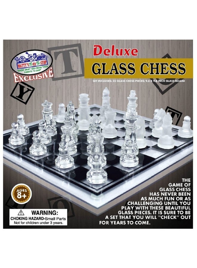ماتي محطة الألعاب ماتي توي ستوب ديلوكس طقم شطرنج زجاجي شفاف وبلوري (10 بوصات) صغير - Image 4
