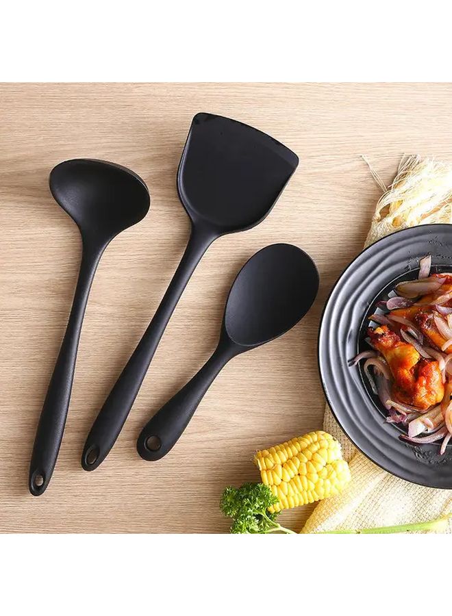 5pcs Black Silicone Spatula Set Food Grade Heat Resistant Non Slip Handle Kitchen Utensil - Image 2