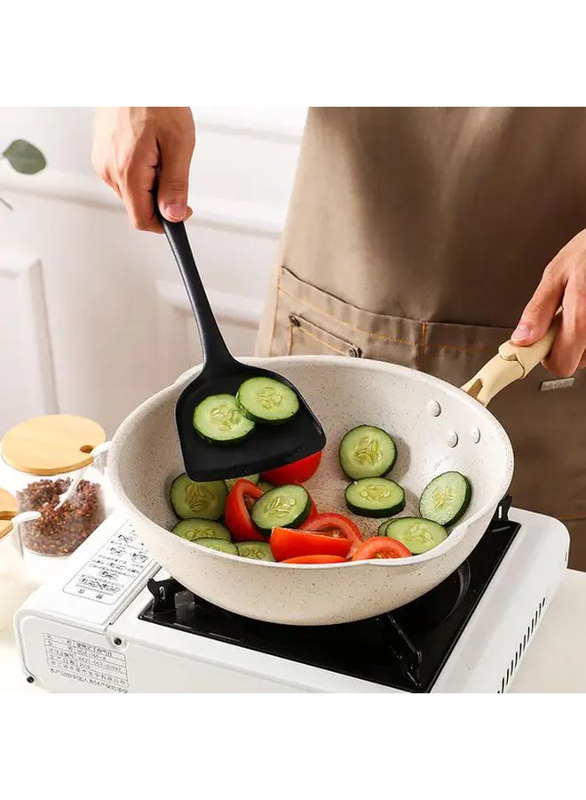5pcs Black Silicone Spatula Set Food Grade Heat Resistant Non Slip Handle Kitchen Utensil - Image 4