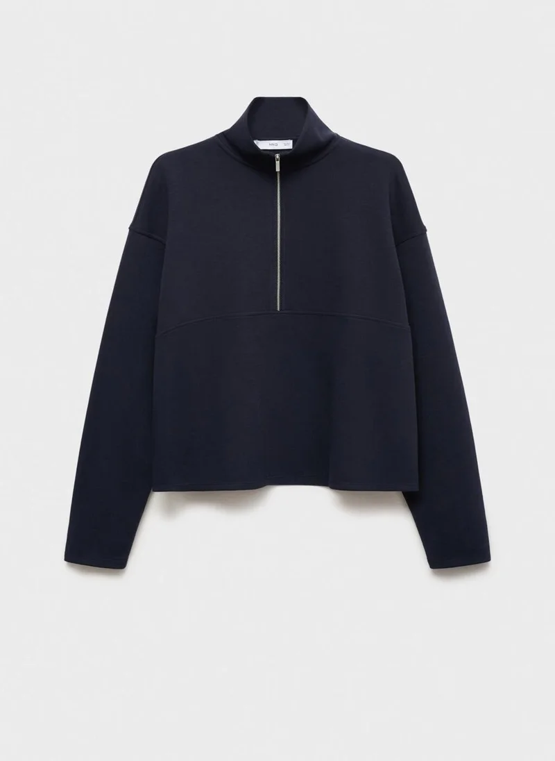 MANGO Turtleneck sweatshirt with zip