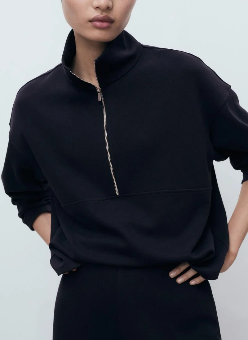MANGO Turtleneck sweatshirt with zip