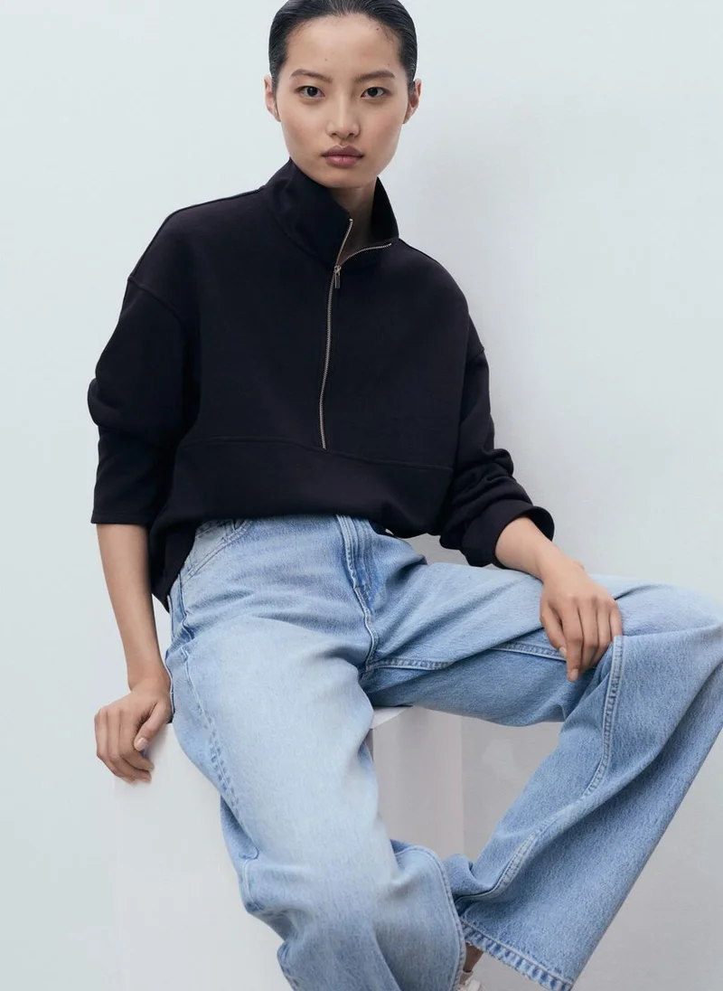 MANGO Turtleneck sweatshirt with zip