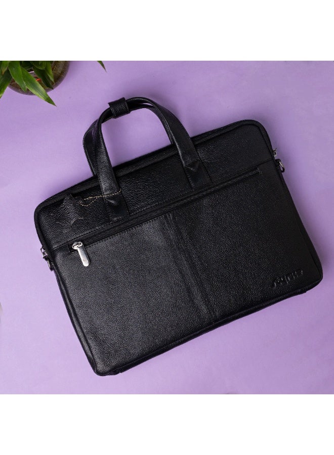 Styrke 15" Leather MacBook Bag - Premium Office Messenger for Men, Padded Laptop Compartment, Adjustable Strap, Professional Genuine Leather Briefcase - Image 2