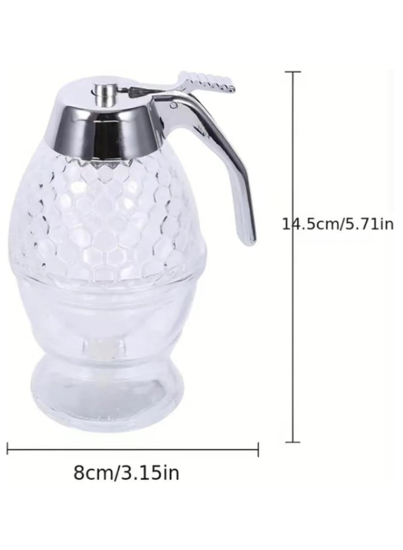 Oasisgalore No-Drip Honey Dispenser, Syrup Dispenser Stand for Pancakes, Honeycomb-Shaped Pot for Home Kitchen - Image 3