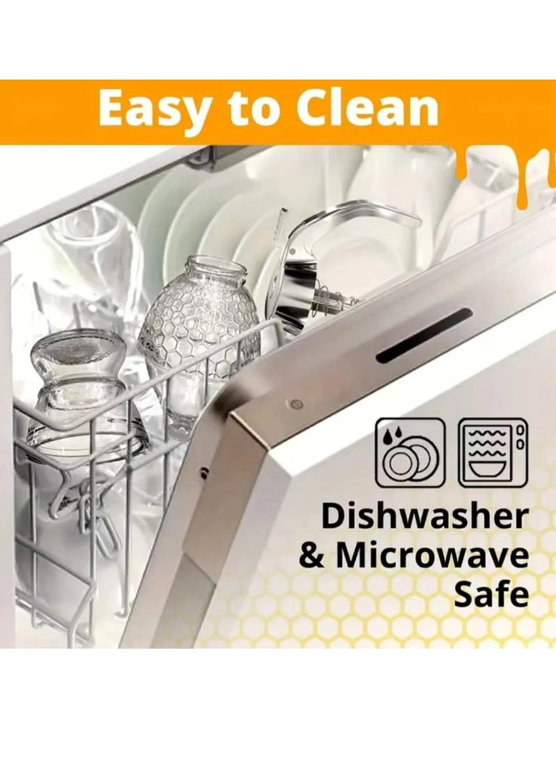 Oasisgalore No-Drip Honey Dispenser, Syrup Dispenser Stand for Pancakes, Honeycomb-Shaped Pot for Home Kitchen - Image 5