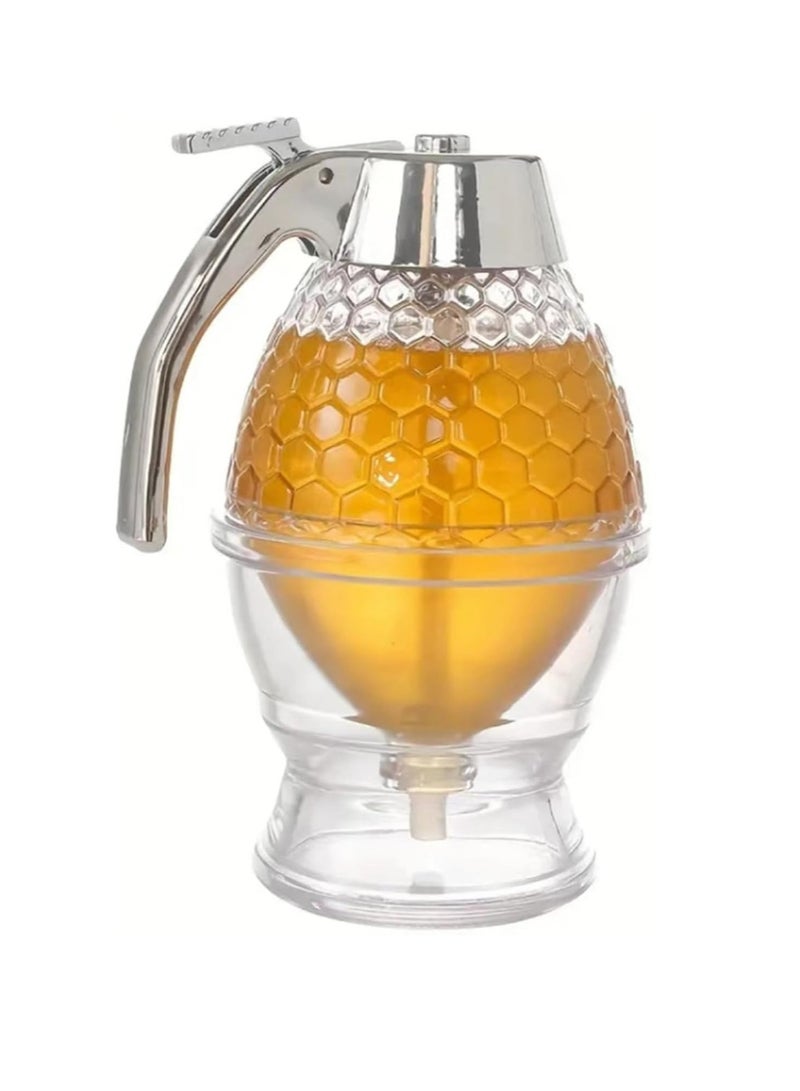 Oasisgalore No-Drip Honey Dispenser, Syrup Dispenser Stand for Pancakes, Honeycomb-Shaped Pot for Home Kitchen - Image 1
