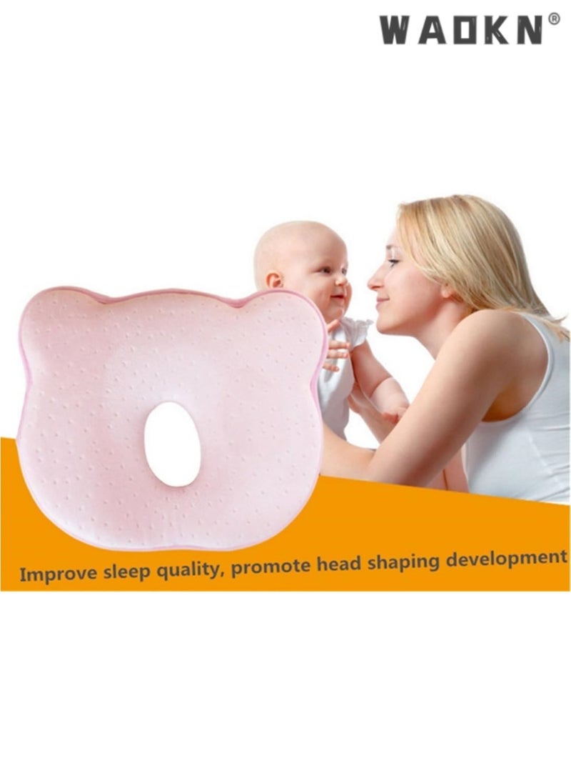 WAOKN Baby Pillow - Preventing Flat Head Syndrome (Plagiocephaly) for Your Newborn Baby，Made of Memory Foam Head- Shaping Pillow and Neck Support (0-12 Months) (Pink)  - Image 3