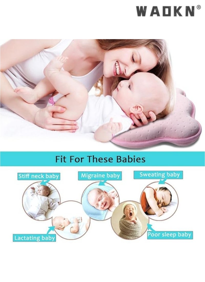 WAOKN Baby Pillow - Preventing Flat Head Syndrome (Plagiocephaly) for Your Newborn Baby，Made of Memory Foam Head- Shaping Pillow and Neck Support (0-12 Months) (Pink)  - Image 4