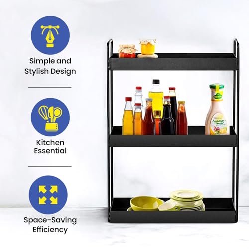 WonderStand Metal 3-Tier Standing Spice Rack Storage Organizer, Bathroom Countertop Storage Shelf Cosmetic Organizer And Home/Kitchen Spice Rack - Image 4