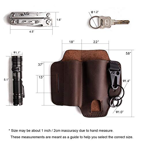 Gentlestache Leather Sheath for Leatherman Multitool Sheath EDC Pocket Organizer with Key Holder for Belt and Flashlight Sheath Multitool Pouch Darkbrown - Image 5