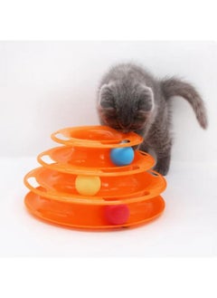 Interactive 3 Layers Tower Track Roller Toy With Colorful Balls Toy Ideal For Playing Cats And Kittens (Multicolor)