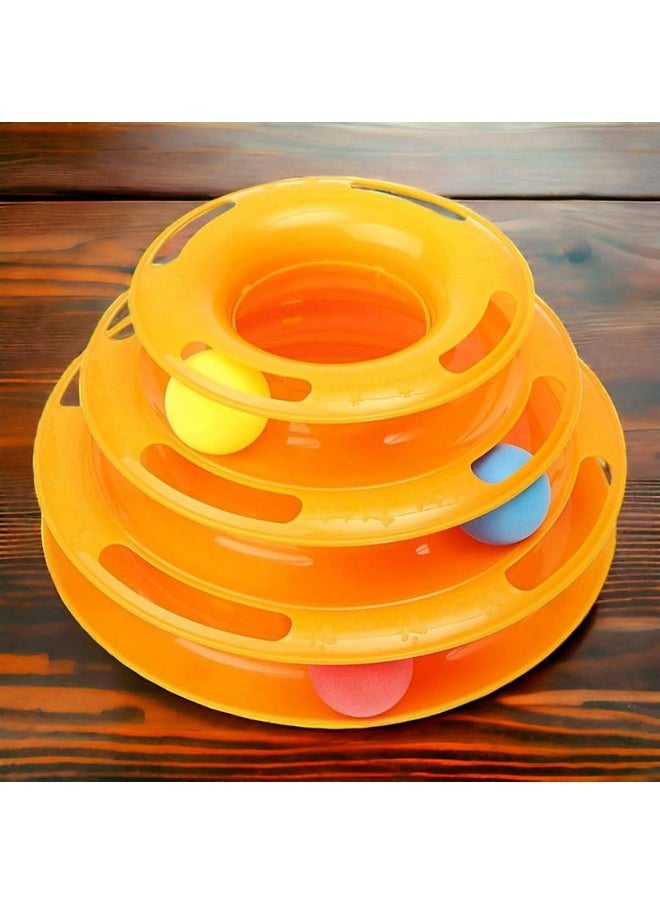 PET Interactive 3 Layers Tower Track Roller Toy With Colorful Balls Toy Ideal For Playing Cats And Kittens (Multicolor)  - Image 3