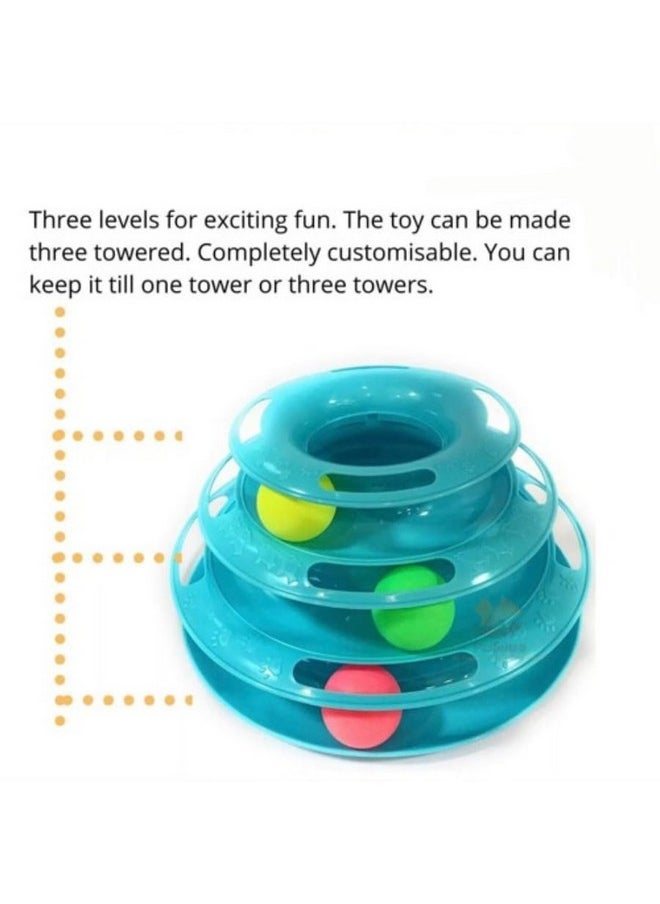 PET Interactive 3 Layers Tower Track Roller Toy With Colorful Balls Toy Ideal For Playing Cats And Kittens (Multicolor)  - Image 5