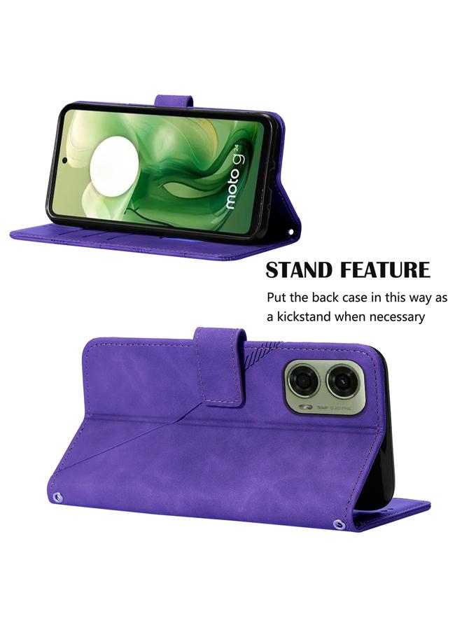 اس-توب جراب لهاتف Motorola Moto G04 4G / G24 4G جراب هاتف جلدي قابل للطي منقوش ثلاثي الأبعاد - Image 4