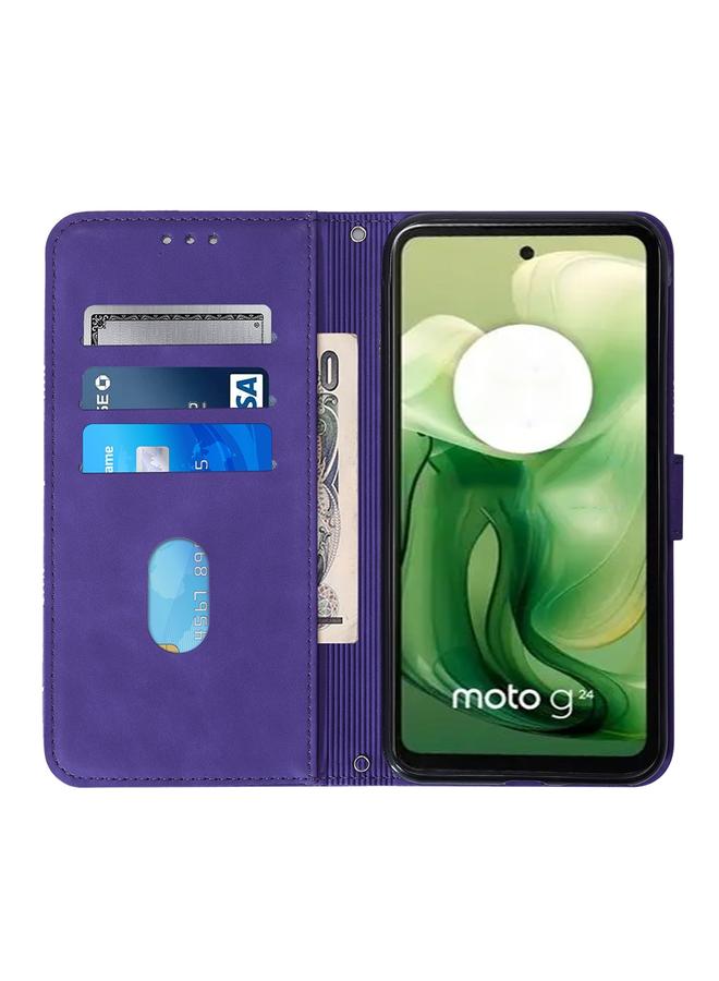 اس-توب جراب لهاتف Motorola Moto G04 4G / G24 4G جراب هاتف جلدي قابل للطي منقوش ثلاثي الأبعاد - Image 5