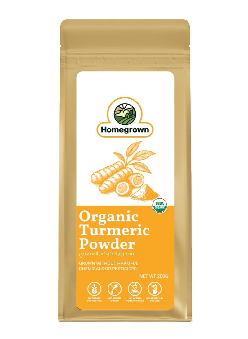 Homegrown Organic Turmeric Powder 200g | Pure, High-Curcumin Haldi | Natural Golden Spice for Immunity & Cooking - Image 1
