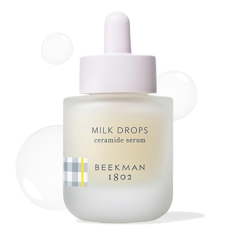 Beekman 1802 Milk Drops Ceramide Facial Serum  Squalane Oil Hyaluronic Acid  Goat Milk Face Moisturizer  Boosts Skin Radiance  Hydrates Deeply  Fragrance Free Cruelty Free