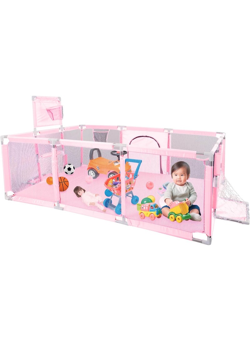Atentu Large Portable Playpen for Baby Toddler (Pink) - Image 4