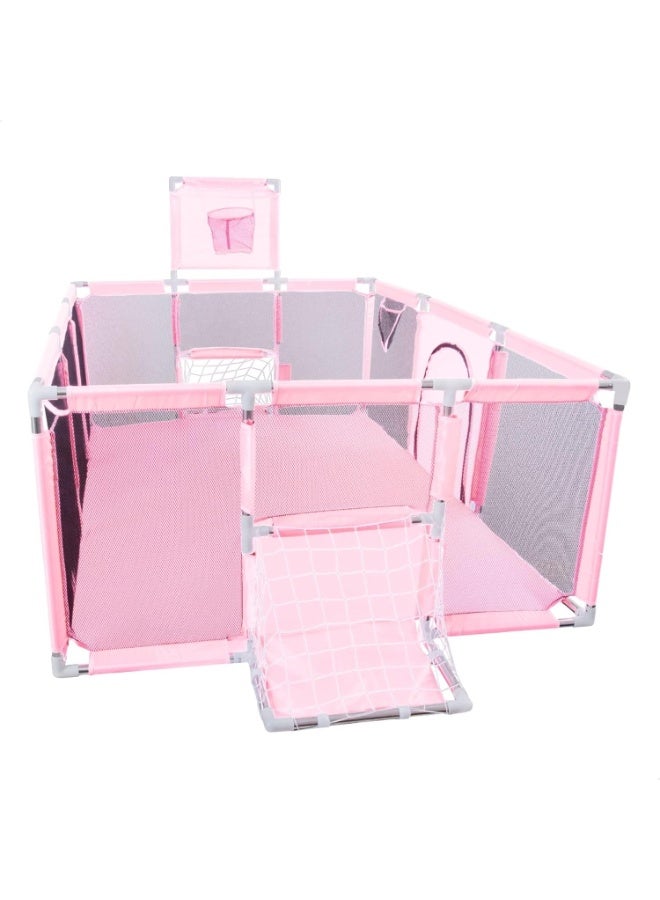Atentu Large Portable Playpen for Baby Toddler (Pink) - Image 1
