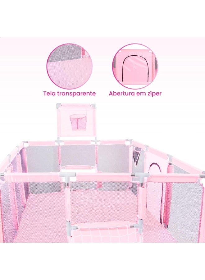 Atentu Large Portable Playpen for Baby Toddler (Pink) - Image 5