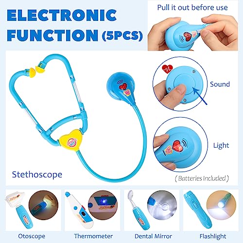 Liberry Doctor Kit for Toddlers 3 4 5 Years Old Kids Doctor Play Set for Girls Boys Toy Pretend Play Medical Kit with Stethoscope Costume for Birthday Gift Blue - Image 5