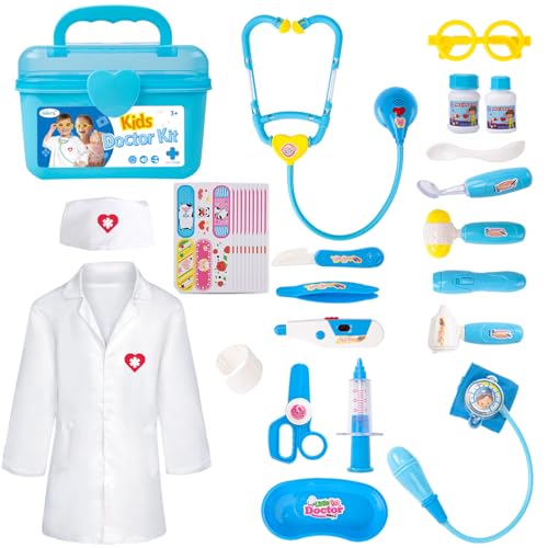Liberry Doctor Kit for Toddlers 3 4 5 Years Old Kids Doctor Play Set for Girls Boys Toy Pretend Play Medical Kit with Stethoscope Costume for Birthday Gift Blue - Image 1