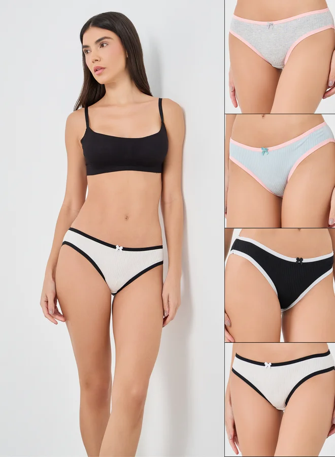 Styli Styli Pack of 4 - Solid Bikini Briefs with Contrast Trim