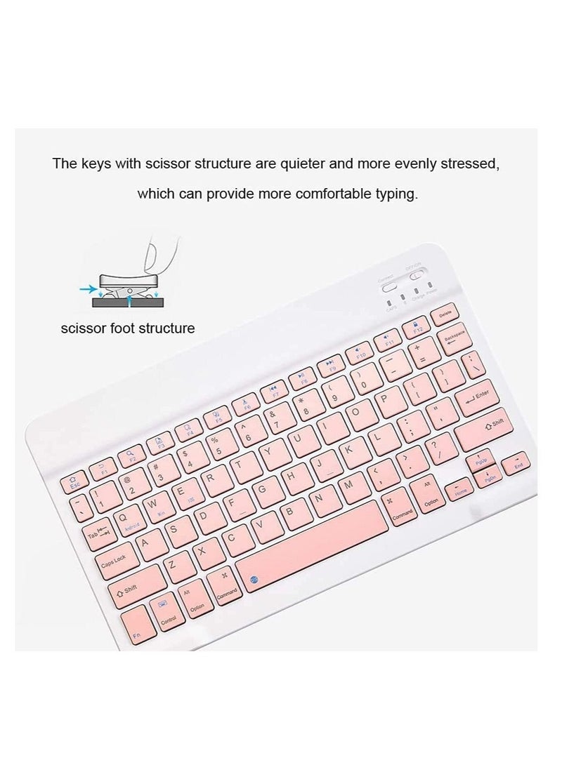Rechargeable Bluetooth Keyboard and Mouse Combo Ultra-Slim Portable Compact Wireless Mouse Keyboard Set for Android Windows Tablet Cell Phone iPhone iPad Pro Air Mini, iPad OS/iOS 13 and Above (Pink) - Image 5