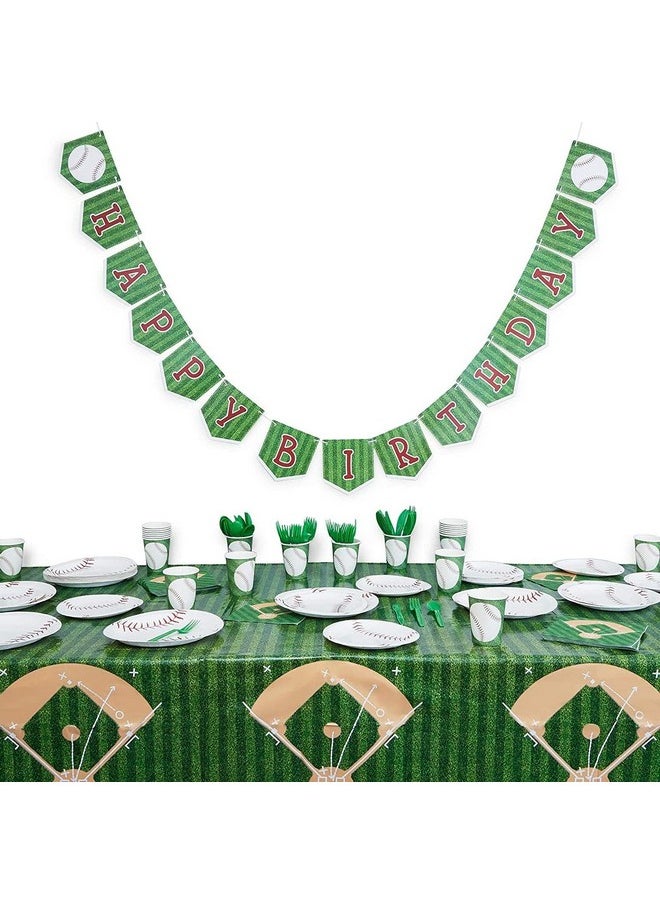 Blue Panda - Baseball Birthday Party Pack Dinnerware Set And Banner (Serves 24 171 Pieces) - Image 1